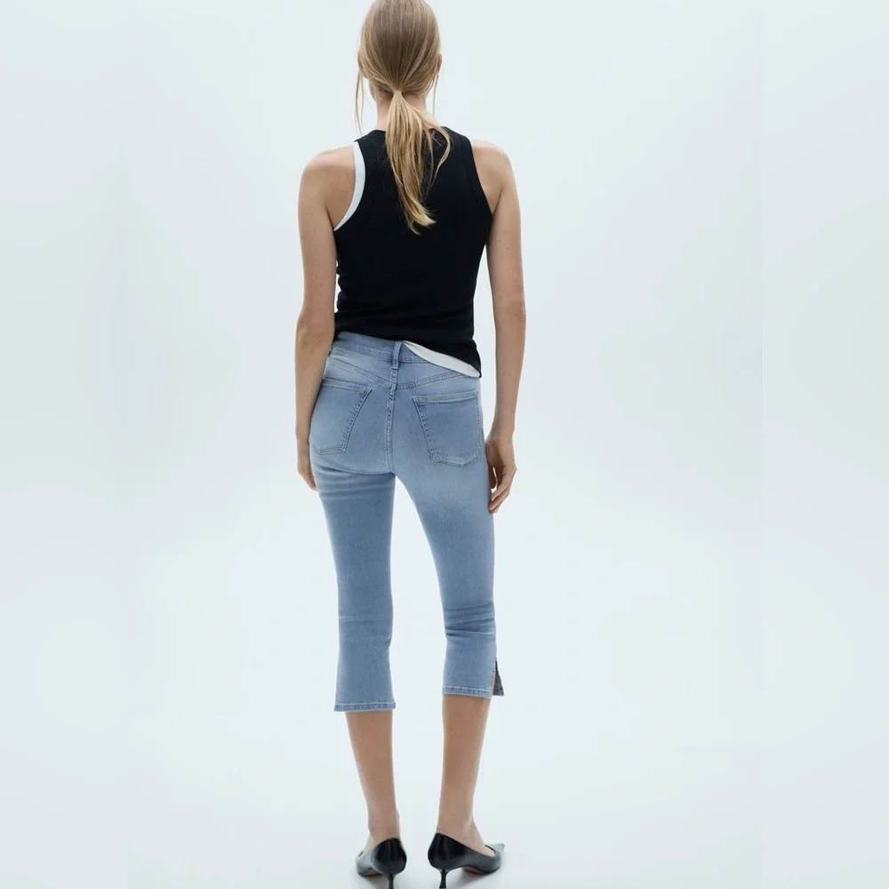 Mango Light Blue side opening capri jeans NWT - Picture 4 of 6